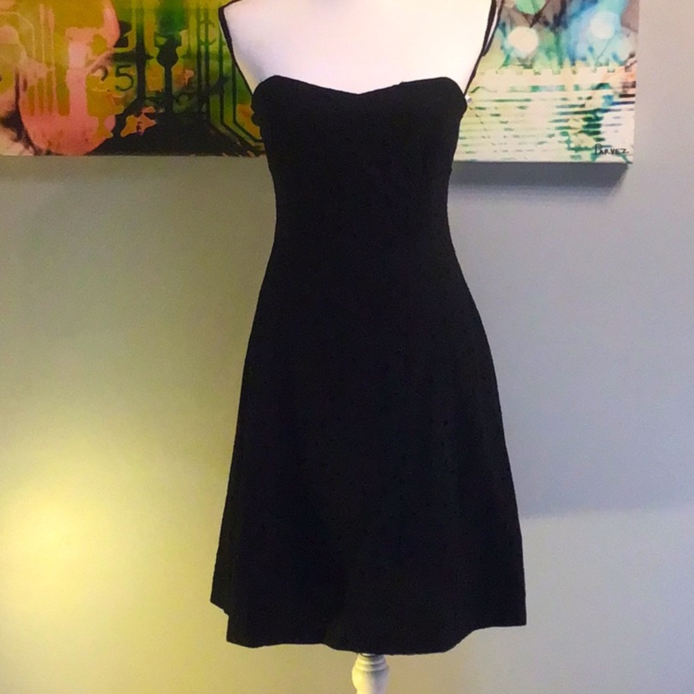 SHOSHANNA BLACK EYELET STRAPLESS SUMMER DRESS SIZE 5/6